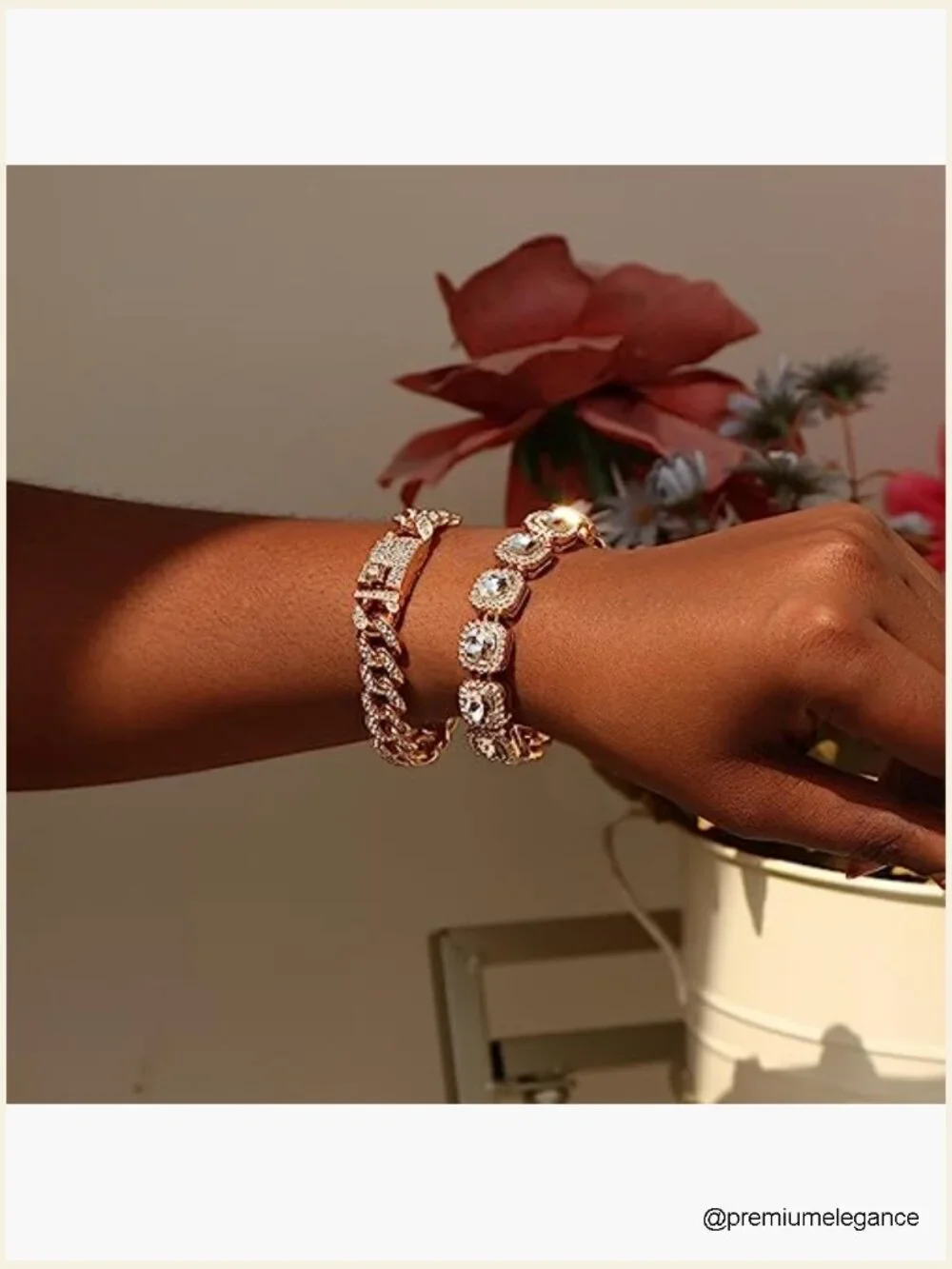 4-Piece Layered Link Bracelet Set with 2000+ Crystals, 8-inch Length - Picture 2 of 7
